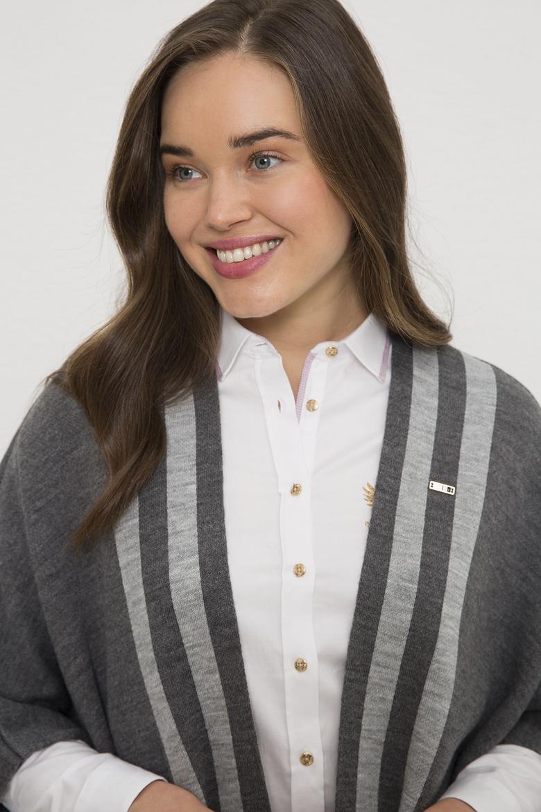 Kadın Gri Triko Panço - 50223975002