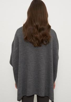 Kadın Gri Triko Panço - 50223975002