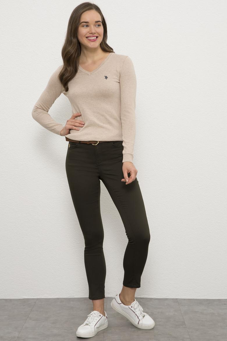 Kadın Beyaz Triko Kazak Basic - 50226698029