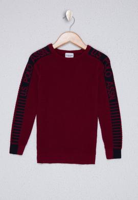 Erkek Çocuk Bordo Bisiklet Yaka Triko Kazak - 50229670019