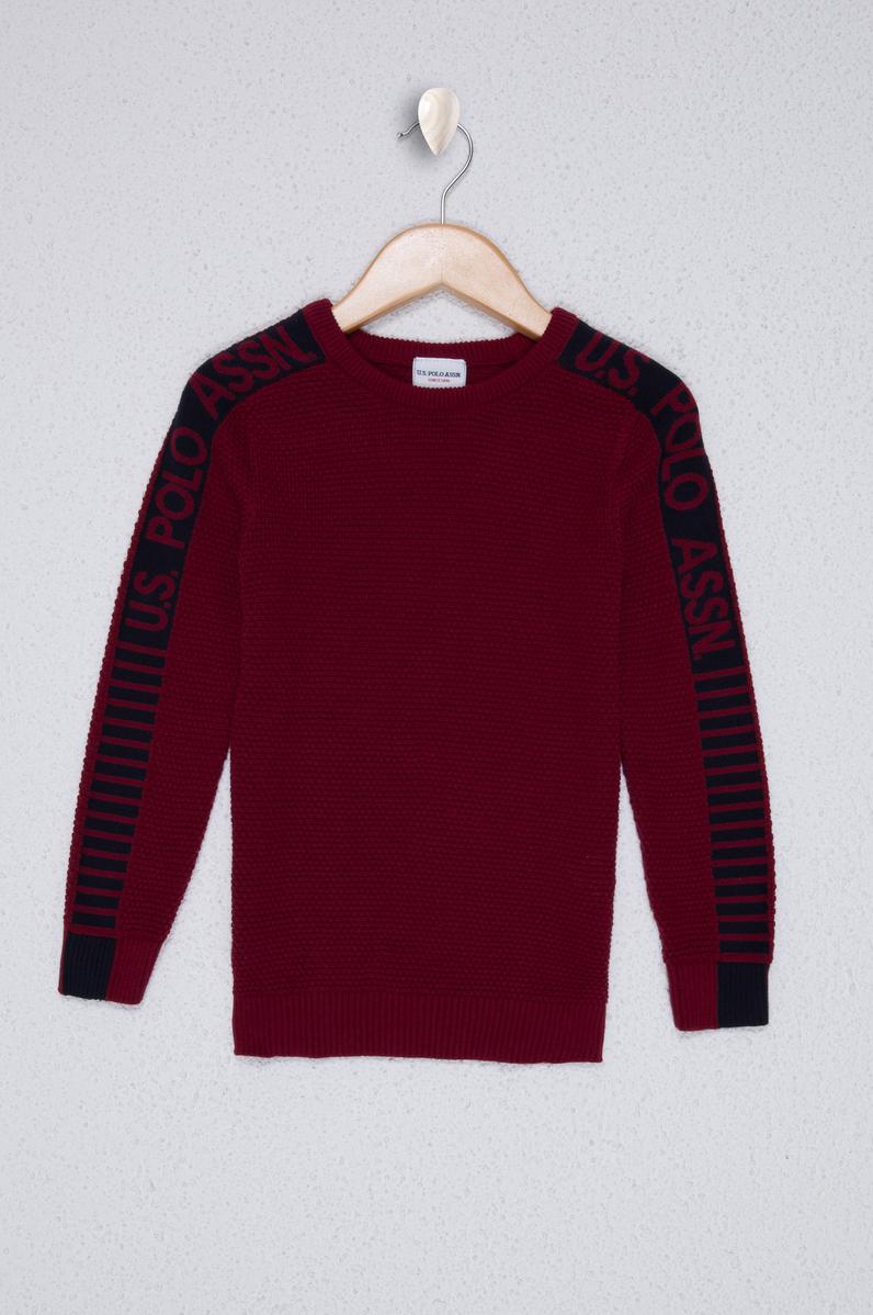 Erkek Çocuk Bordo Bisiklet Yaka Triko Kazak