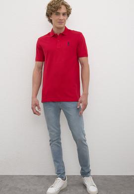 Erkek Kırmızı Polo Yaka Basic T-Shirt - 50222614199