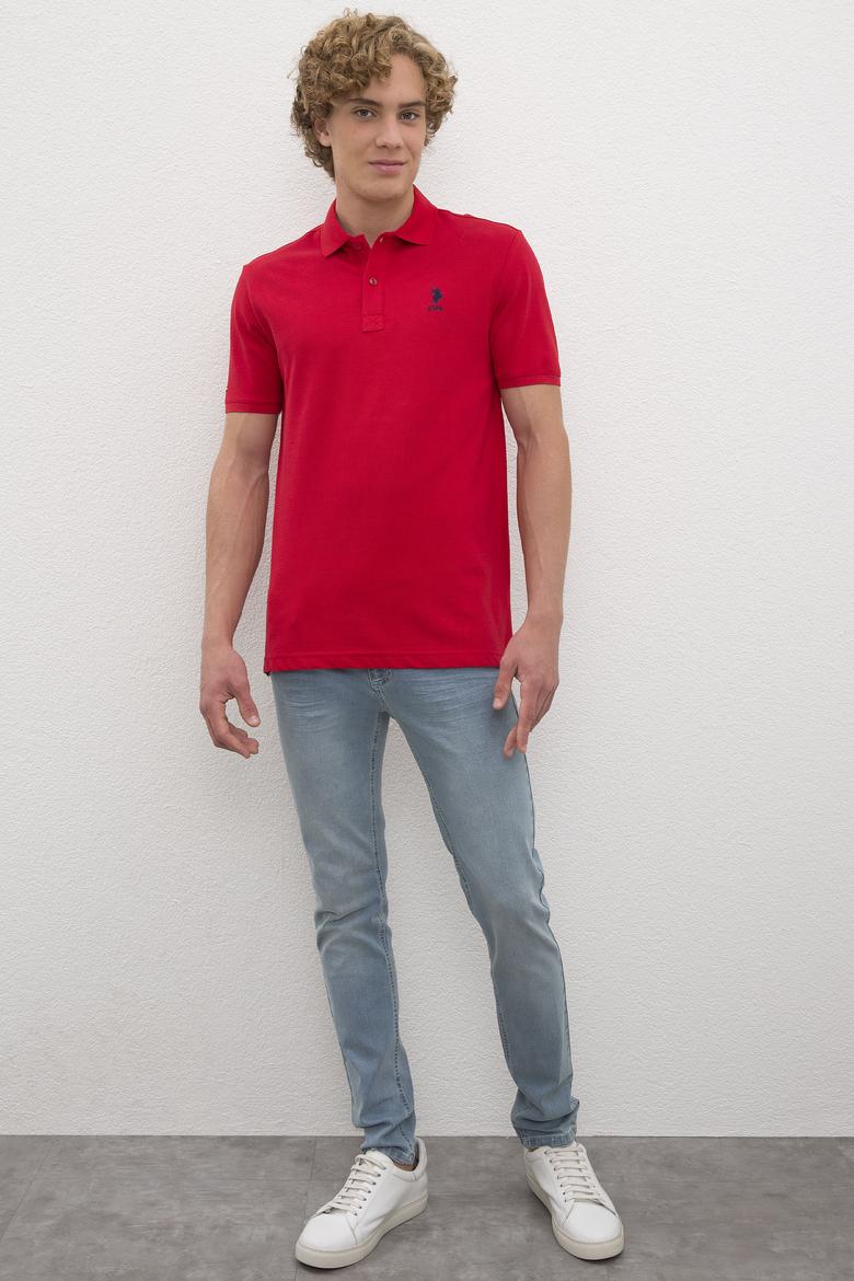 Erkek Kırmızı Polo Yaka Basic T-Shirt - 50222614199