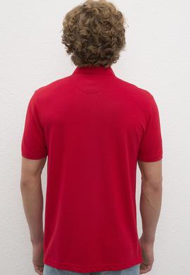 Erkek Kırmızı Polo Yaka Basic T-Shirt - 50222614199