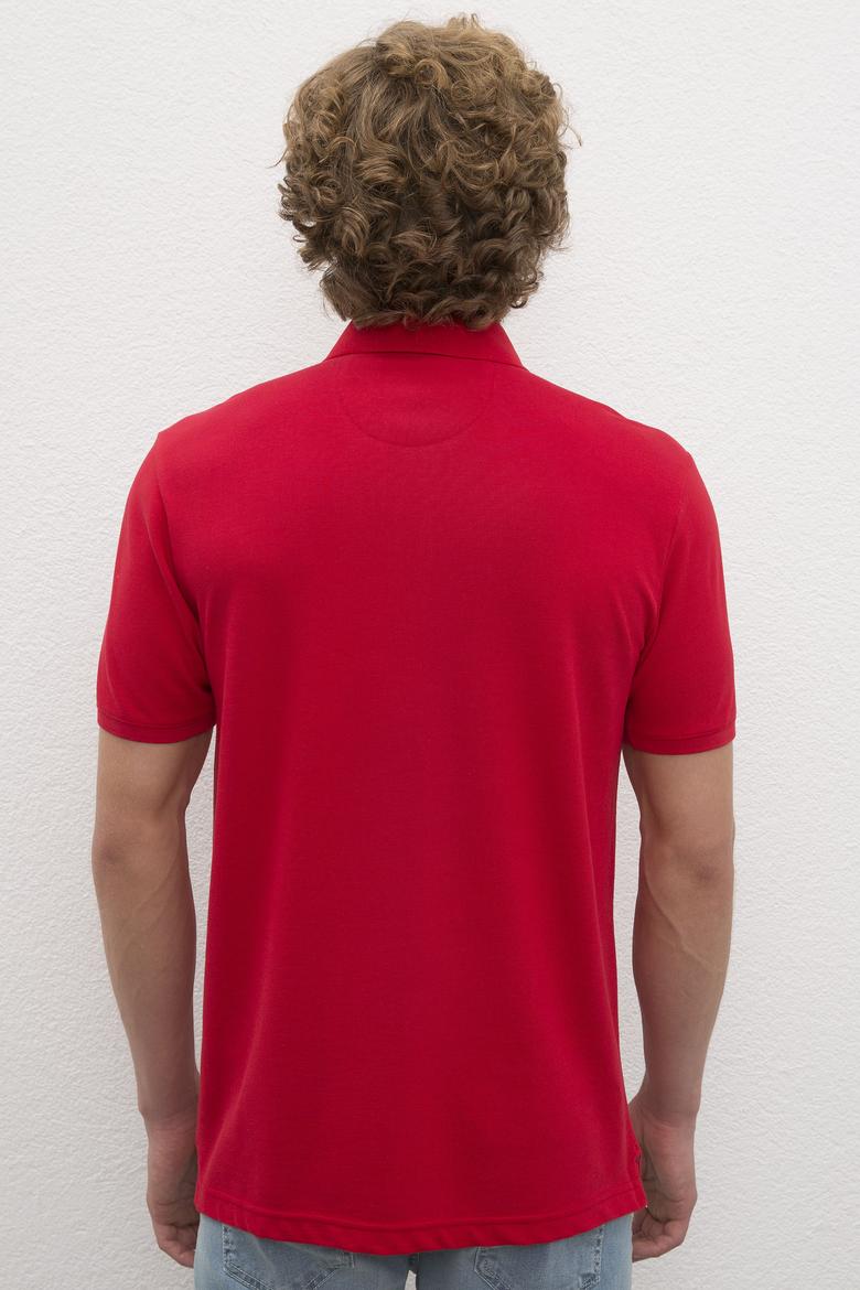 Erkek Kırmızı Polo Yaka Basic T-Shirt - 50222614199