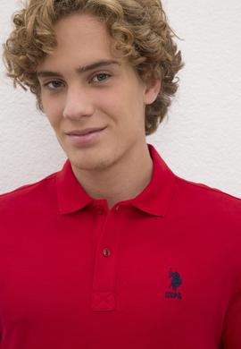 Erkek Kırmızı Polo Yaka Basic T-Shirt - 50222614199