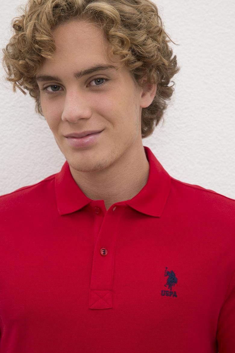 Erkek Kırmızı Polo Yaka Basic T-Shirt - 50222614199