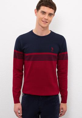 Erkek Bordo Bisiklet Yaka Triko Kazak - 50223948030