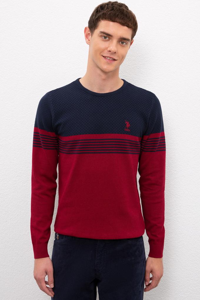 Erkek Bordo Bisiklet Yaka Triko Kazak