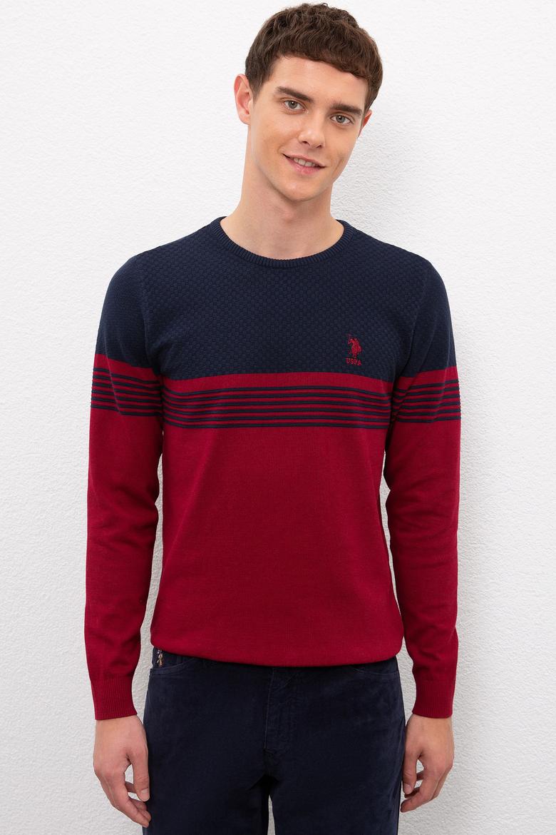 Erkek Bordo Bisiklet Yaka Triko Kazak