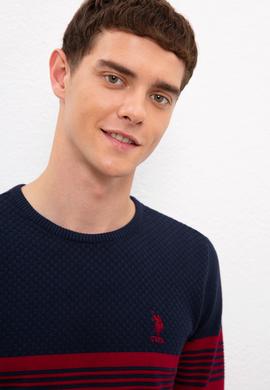 Erkek Bordo Bisiklet Yaka Triko Kazak - 50223948030