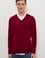Erkek Bordo V-Yaka Triko Kazak Basic
