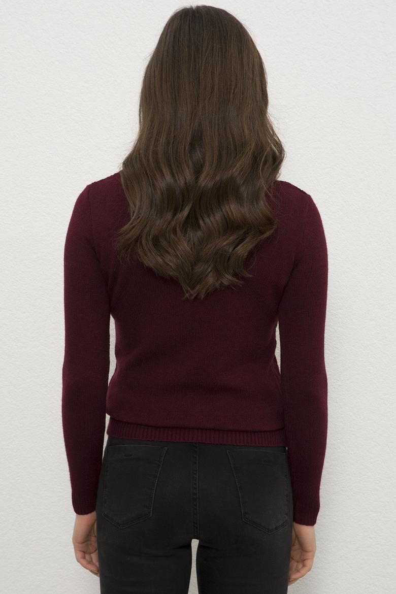 Kadın Kırmızı Triko Kazak - 50225219031