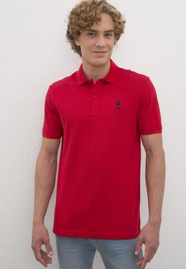 Erkek Kırmızı Polo Yaka Basic T-Shirt - 50222614199