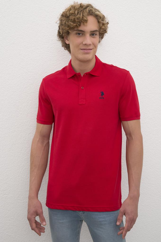 Erkek Kırmızı Polo Yaka Basic T-Shirt