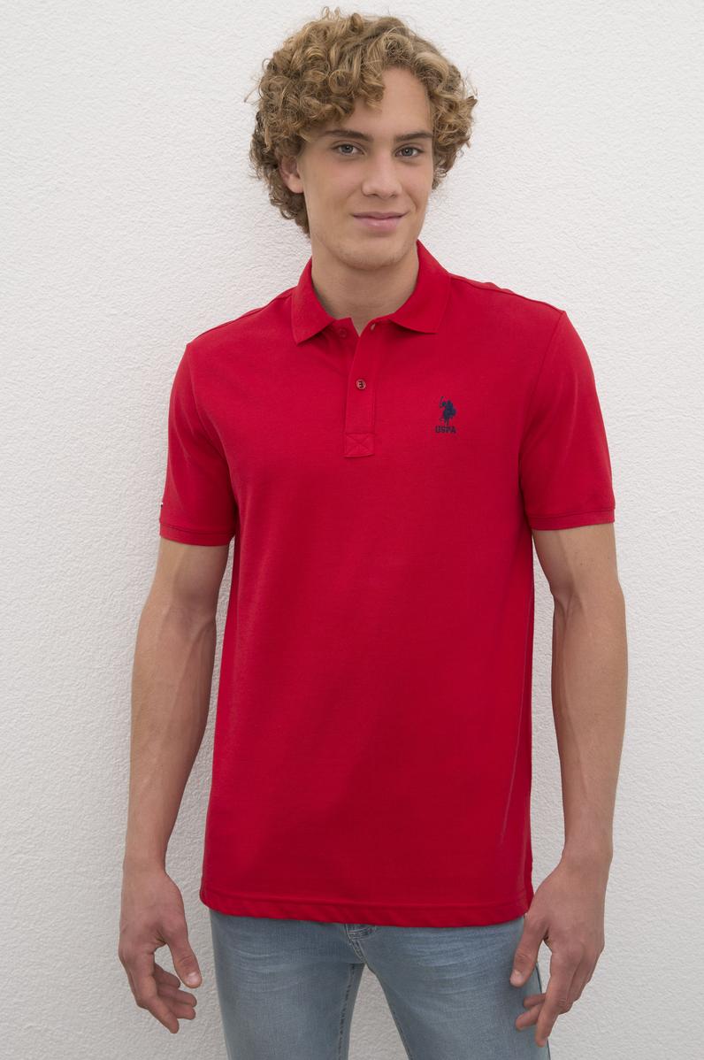 Erkek Kırmızı Polo Yaka Basic T-Shirt