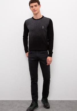 Erkek Siyah Bisiklet Yaka Triko Kazak - 50223857027