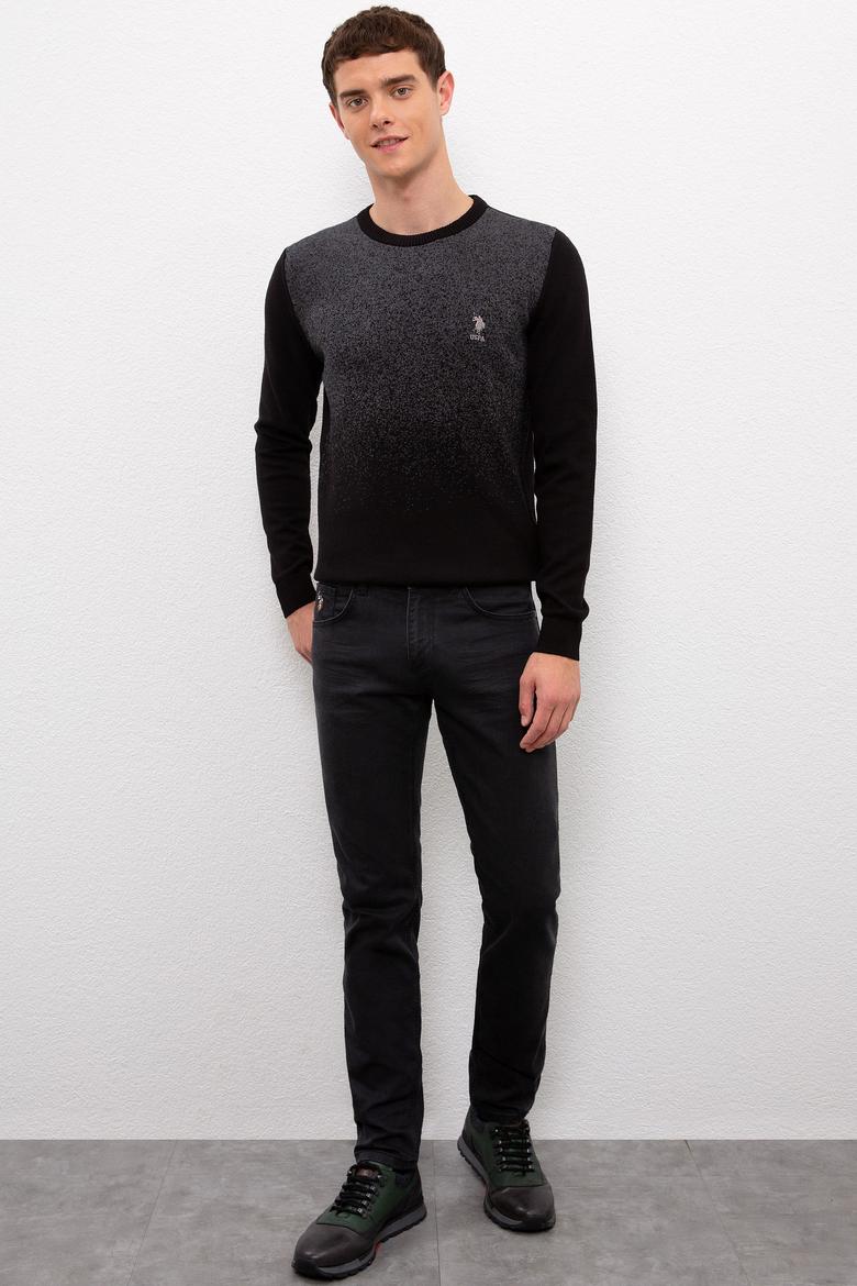 Erkek Siyah Bisiklet Yaka Triko Kazak - 50223857027