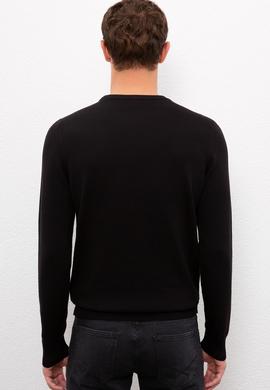 Erkek Siyah Bisiklet Yaka Triko Kazak - 50223857027