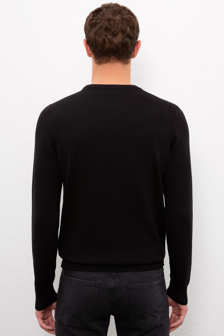 Erkek Siyah Bisiklet Yaka Triko Kazak - 50223857027