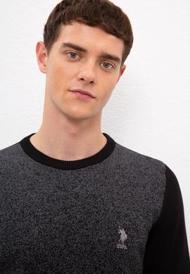 Erkek Siyah Bisiklet Yaka Triko Kazak - 50223857027