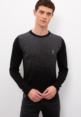 Erkek Siyah Bisiklet Yaka Triko Kazak - 50223857027