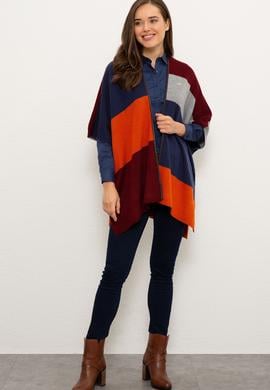 Kadın Lacivert Triko Panço - 50207496006