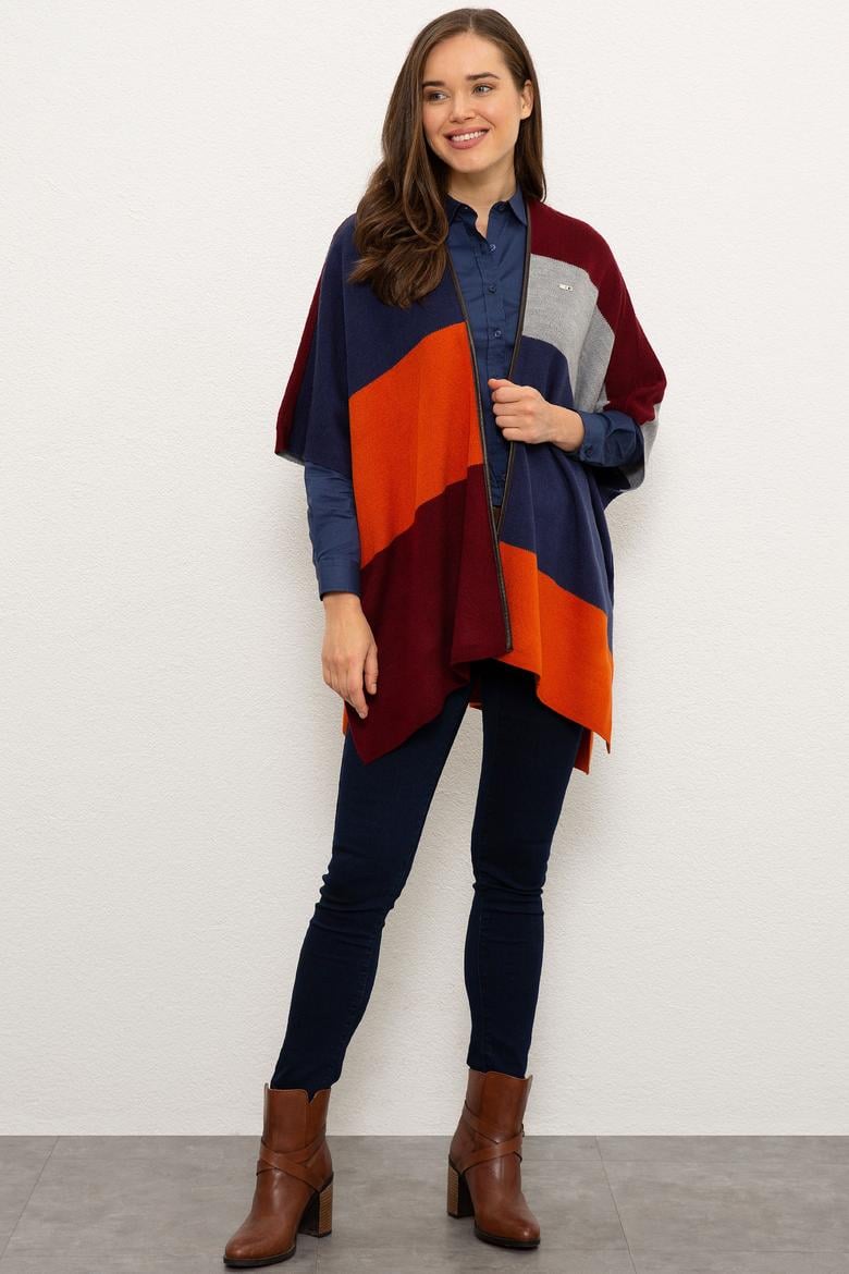 Kadın Lacivert Triko Panço - 50207496006