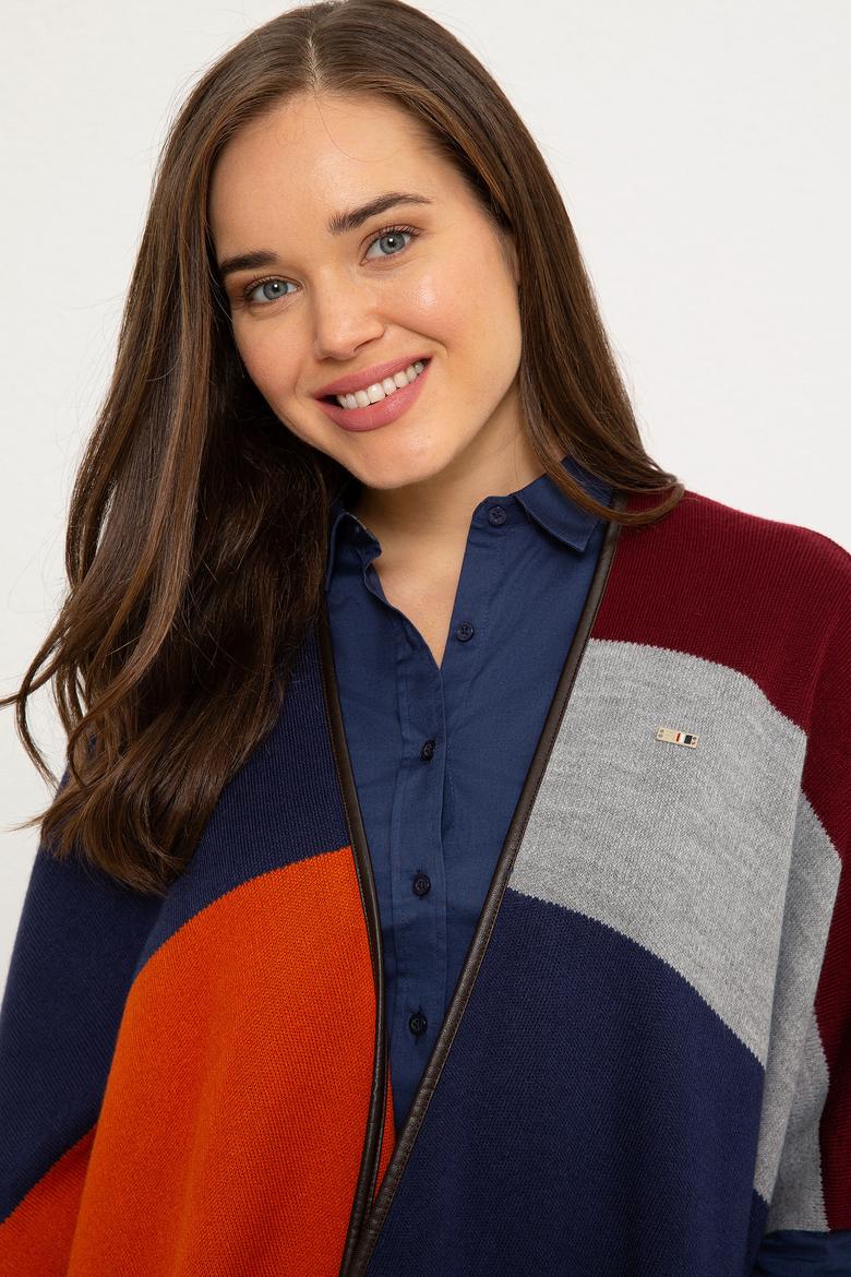 Kadın Lacivert Triko Panço - 50207496006