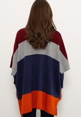 Kadın Lacivert Triko Panço - 50207496006