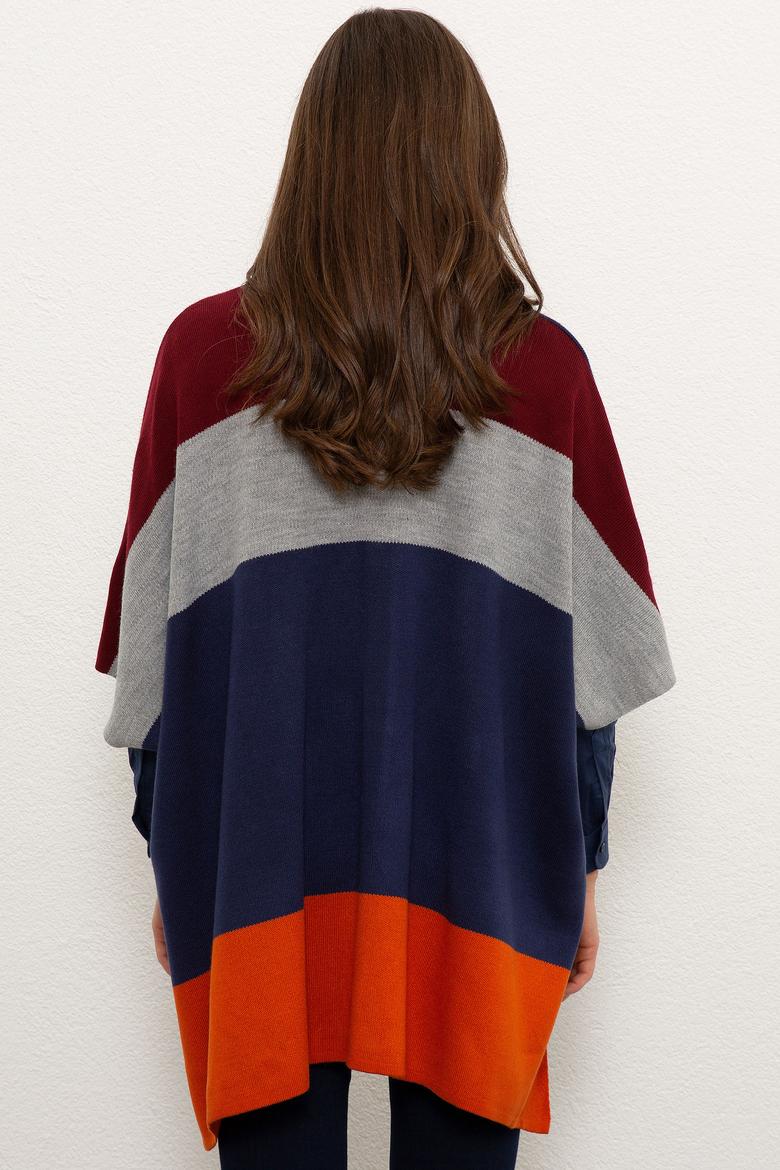 Kadın Lacivert Triko Panço - 50207496006