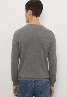 Erkek Gri Melanj Basic Triko Hırka - 50224885015