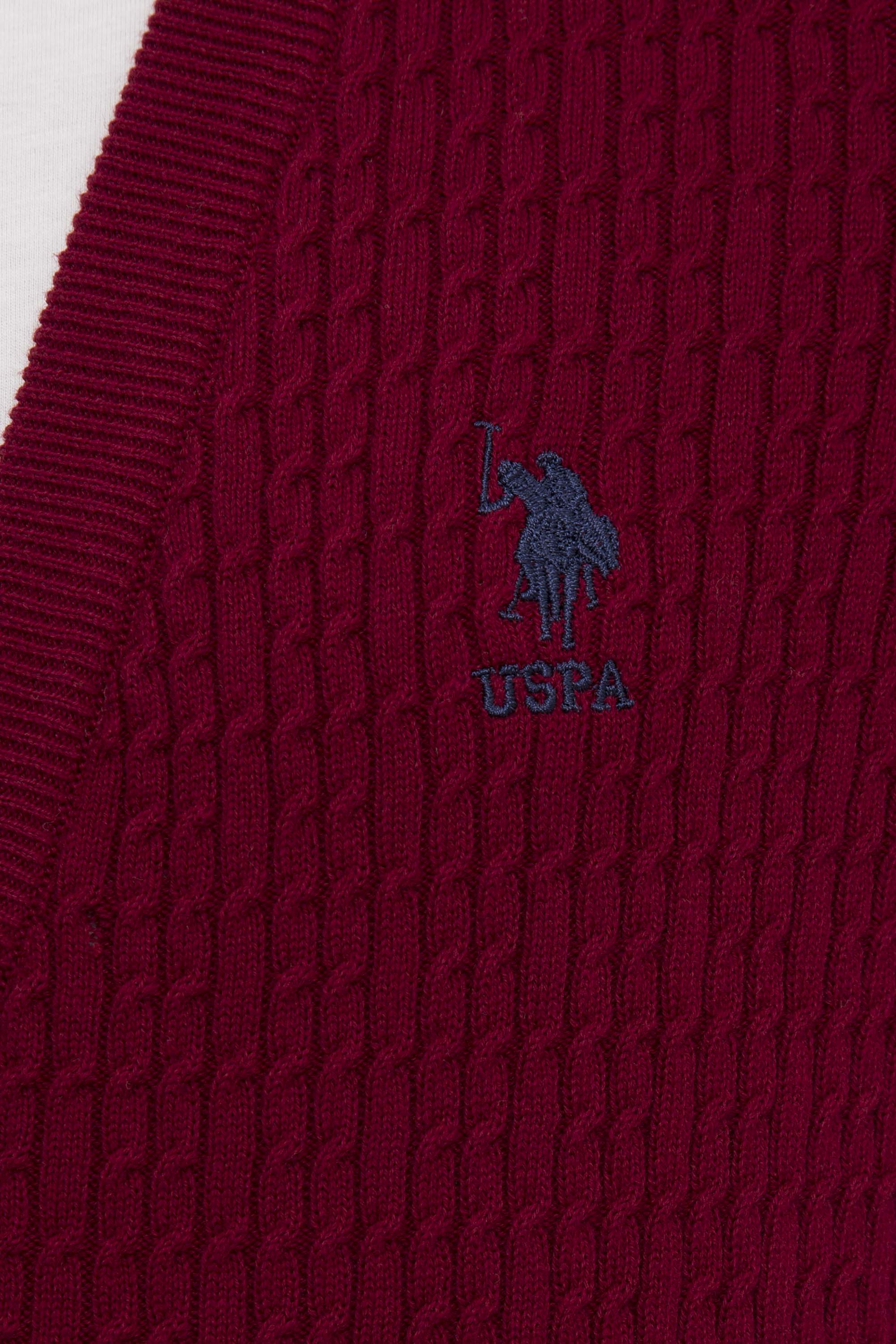 Erkek Bordo V-Yaka Triko Hırka Basic