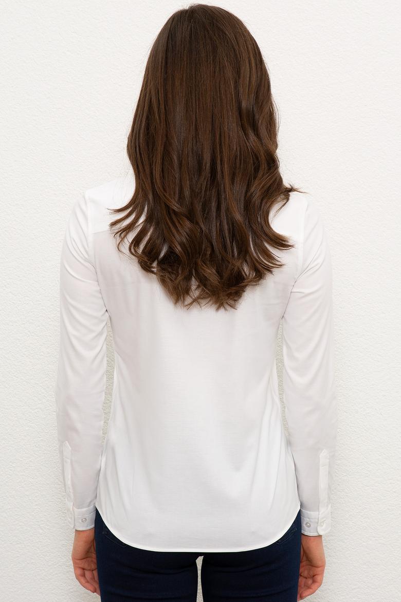 Kadın Beyaz Gömlek Uzunkol Basic - 50207347013