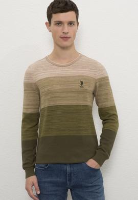 Erkek Haki Bisiklet Yaka Triko Kazak - 50223891038