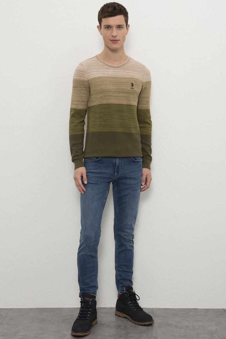 Erkek Haki Bisiklet Yaka Triko Kazak - 50223891038