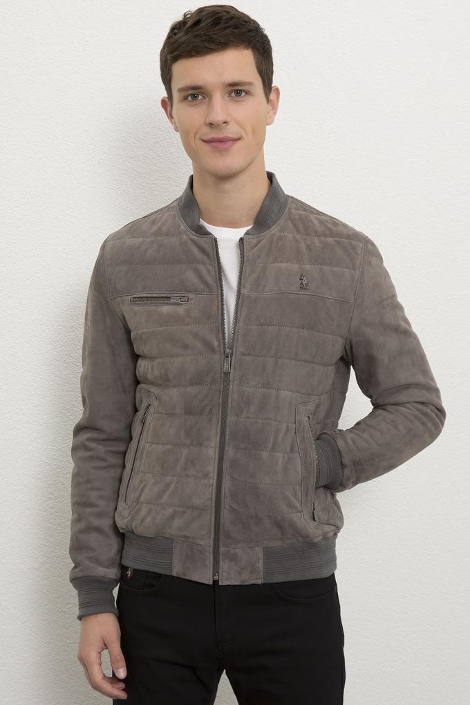 Erkek Gri Deri Mont Kaban