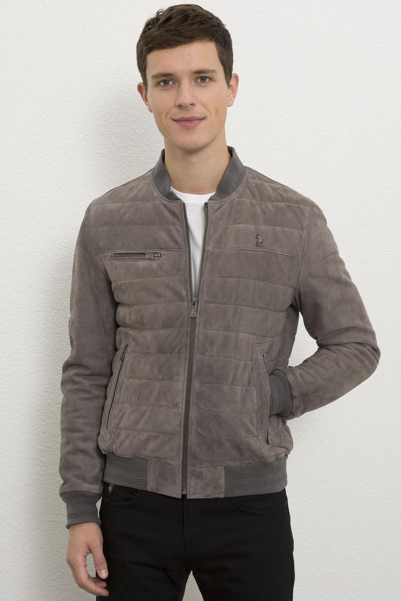 Erkek Gri Deri Mont Kaban