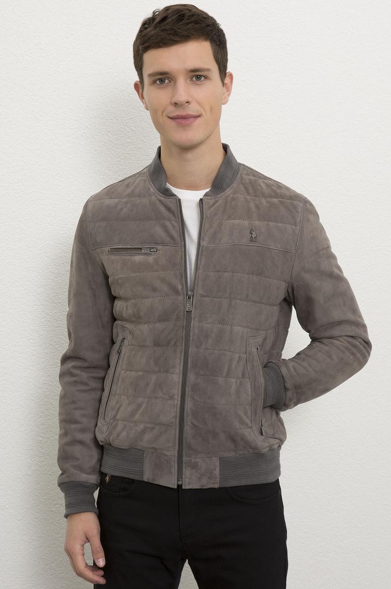 Erkek Gri Deri Mont Kaban