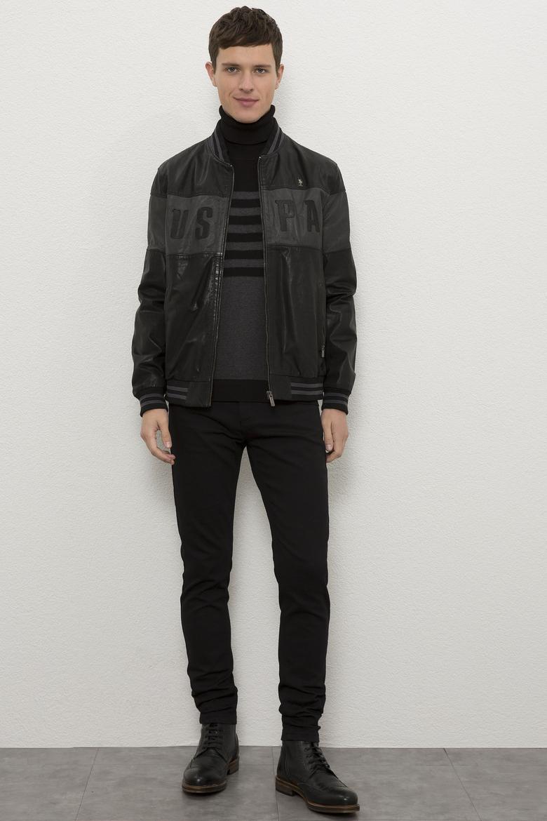 Erkek Siyah Deri Mont Kaban - 50215640003