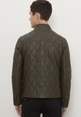 Erkek Yeşil Deri Mont Kaban - 50215639013