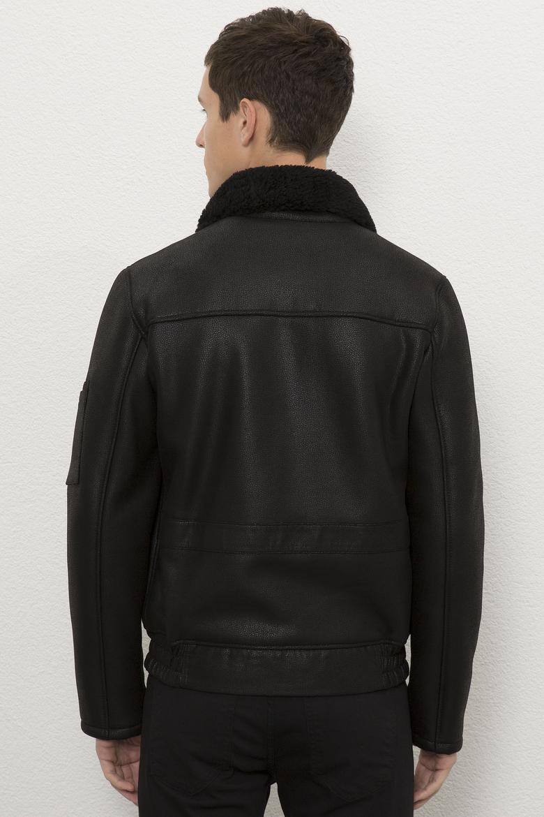 Erkek Siyah Deri Mont Kaban - 50215658007