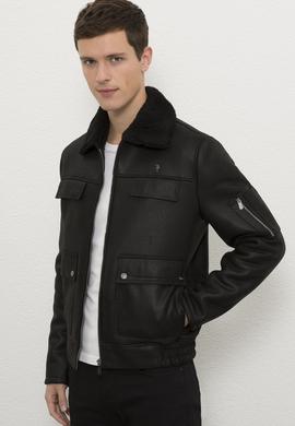 Erkek Siyah Deri Mont Kaban - 50215658007