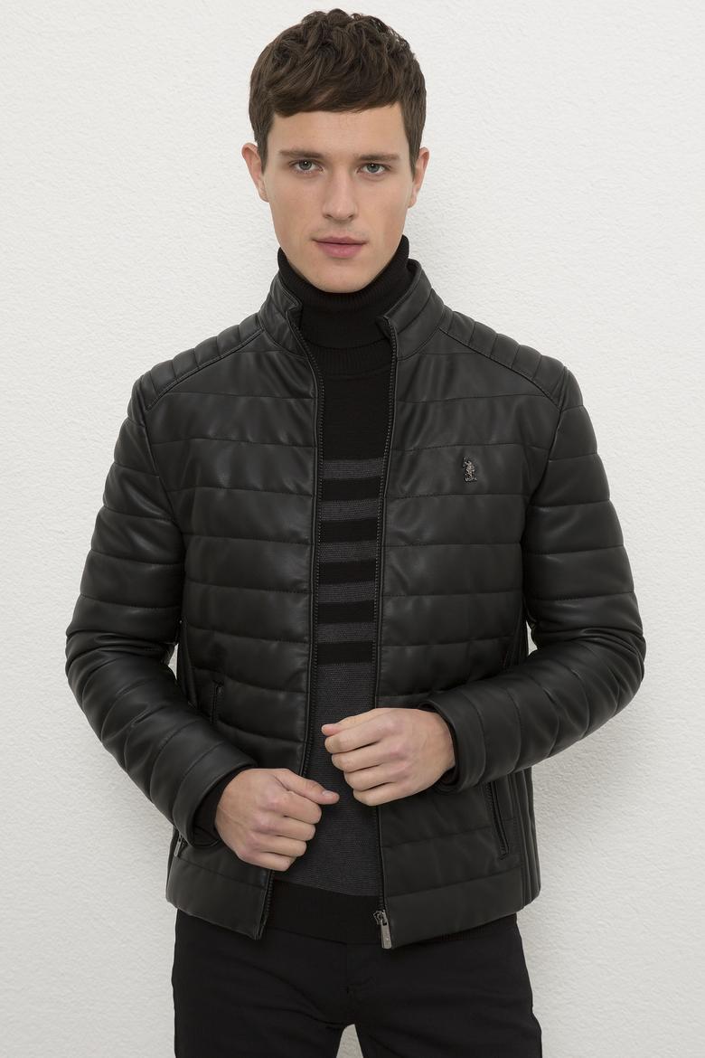 Erkek Siyah Deri Mont Kaban