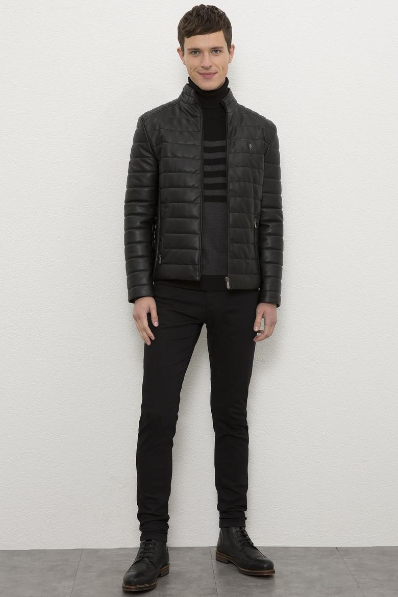 Erkek Siyah Deri Mont Kaban - 50213122003