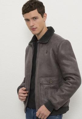 Erkek Gri Deri Mont Kaban - 50215669007