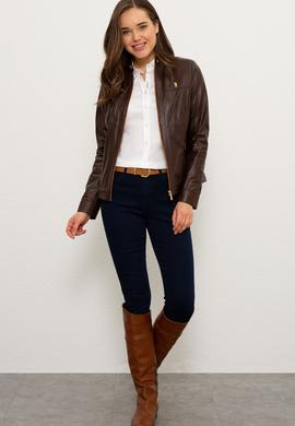 Kadın Kahverengi Deri Mont Kaban - 50216617009