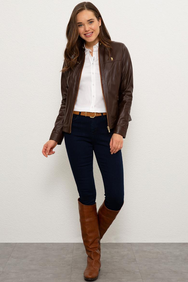 Kadın Kahverengi Deri Mont Kaban - 50216617009