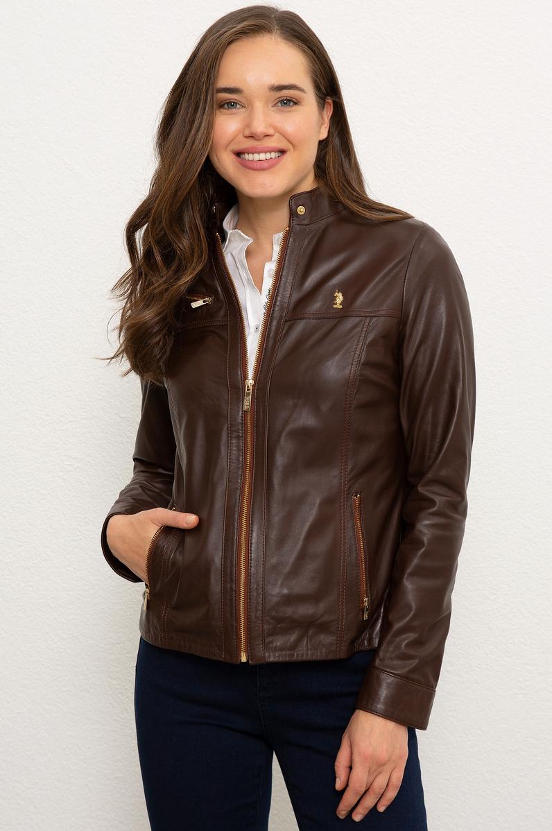 Kadın Kahverengi Deri Mont Kaban