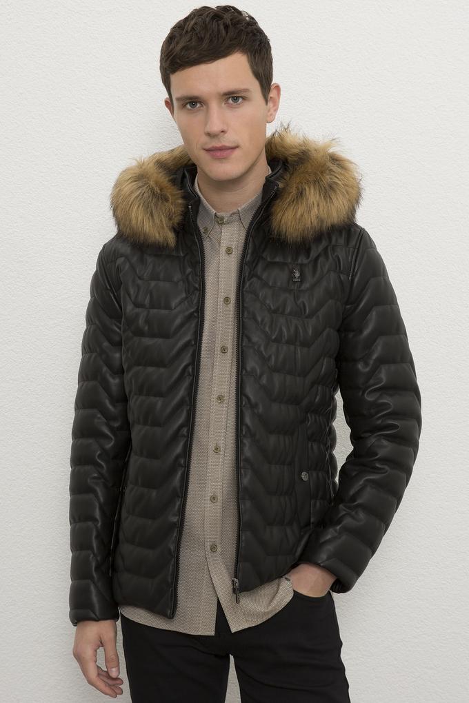 Erkek Siyah Deri Mont Kaban